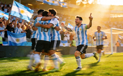 阿根廷国家足球队庆祝进球瞬间